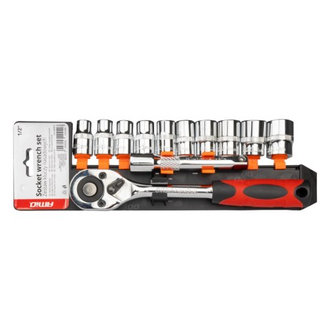 KLUCZ NASADOWY GRZECHOTKA ZESTAW 11 SZT 1/2" 10-24MM AMIO-02412