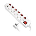 LISTWA ZASILAJĄCA "MULTISWITCH", 6 GNIAZD 2P+Z (SCHUKO), KABEL 3x1,5MM?, DŁUGOŚĆ 1,5M, Z WYŁĄCZNIKAMI  PODŚWIETLANYMI: GŁÓWNYM DW