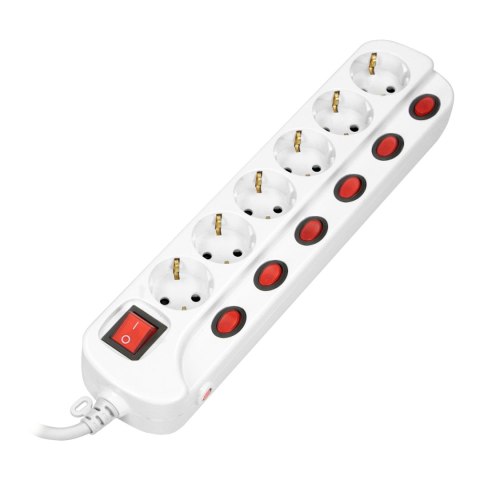 LISTWA ZASILAJĄCA "MULTISWITCH", 6 GNIAZD 2P+Z (SCHUKO), KABEL 3x1,5MM?, DŁUGOŚĆ 1,5M, Z WYŁĄCZNIKAMI PODŚWIETLANYMI: GŁÓWNYM DW LISTWA ZASILAJĄCA "MULTISWITCH", 6 GNIAZD 2P+Z (SCHUKO), KABEL 3x1,5MM?, DŁUGOŚĆ 1,5M, Z WYŁĄCZNIKAMI PODŚWIETLANYMI: GŁÓWNYM DW