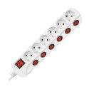 LISTWA ZASILAJĄCA "MULTISWITCH", 6 GNIAZD 2P+Z (SCHUKO), KABEL 3x1,5MM?, DŁUGOŚĆ 1,5M, Z WYŁĄCZNIKAMI  PODŚWIETLANYMI: GŁÓWNYM DW