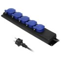 PRZEDŁUŻACZ WARSZTATOWY BRYZGOSZCZELNY IP44, 5 GNIAZD 2P+Z (SCHUKO) IP44,  PRZEWÓD GUMOWY, H05RR-F 3x1,5MM?, DŁUGOŚĆ 3M