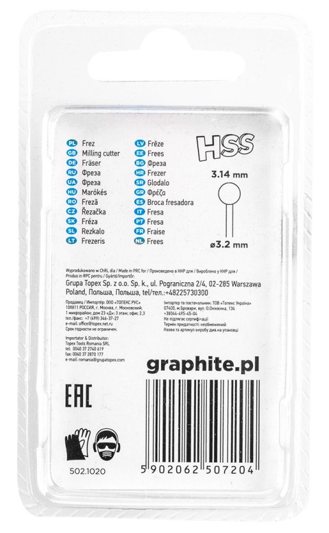 FREZ HSS KULA 3.14 MM, TRZ PIEŃ 3.2 MM, 2 SZT. FREZ HSS KULA 3.14 MM, TRZ PIEŃ 3.2 MM, 2 SZT.