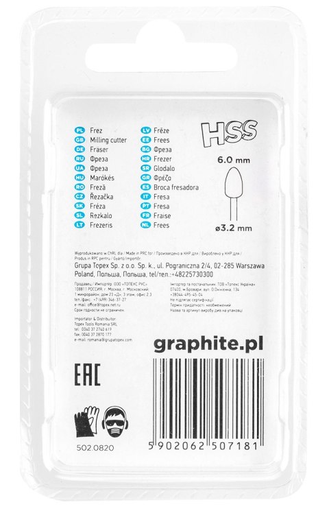 FREZ HSS POCISK 6.0 MM, TRZ PIEŃ 3.2 MM, 2 SZT. FREZ HSS POCISK 6.0 MM, TRZ PIEŃ 3.2 MM, 2 SZT.