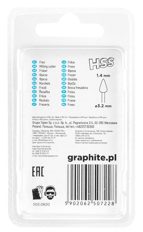 FREZ HSS STOŻEK 1.4 MM, TRZ PIEŃ 3.2 MM, 2 SZT. FREZ HSS STOŻEK 1.4 MM, TRZ PIEŃ 3.2 MM, 2 SZT.