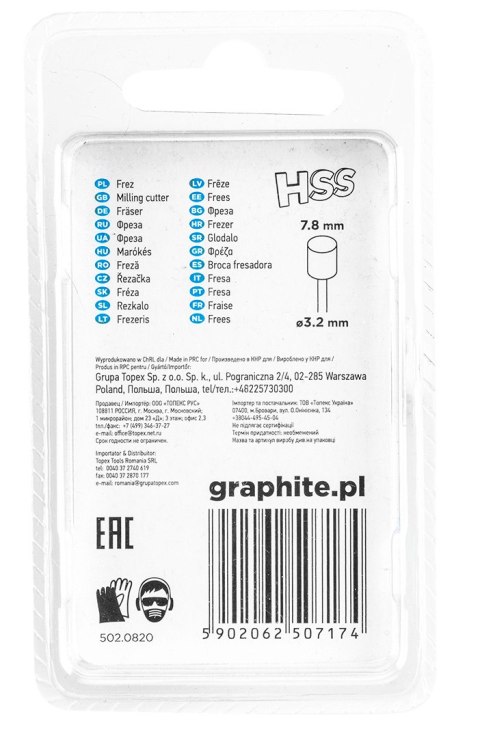 FREZ HSS WALEC 7.8 MM, TRZ PIEŃ 3.2 MM, 2 SZT. FREZ HSS WALEC 7.8 MM, TRZ PIEŃ 3.2 MM, 2 SZT.
