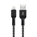 KABEL LIGHTNING MACLEAN, WS PIERAJĄCY FAST CHARGE 2.4A,  PRZESYŁ DANYCH, 5V/2.4A, CZARNY, DŁ.1M, MCE472