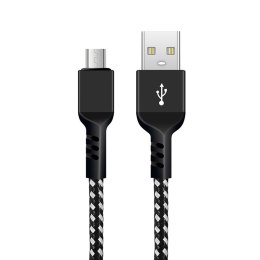 KABEL MICROUSB MACLEAN, WS PIERAJĄCY FAST CHARGE 2.4A,  PRZESYŁ DANYCH, 5V/2.4A, CZARNY, DŁ. 1M, MCE473