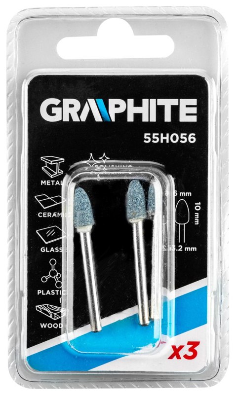 KAMIEŃ SZLIFIERSKI POCISK 6 x 10 MM, TRZ PIEŃ 3.2 MM, 3 SZT. KAMIEŃ SZLIFIERSKI POCISK 6 x 10 MM, TRZ PIEŃ 3.2 MM, 3 SZT.