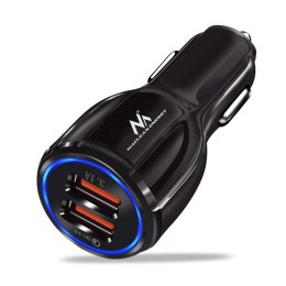 ŁADOWARKA SAMOCHODOWA MACLEAN, QUALCOMM QUICK CHARGE, QC 3.0 - 5V/3A, 9V/1.8A, 12V/1.6A, GNIAZDO 5V/3.1A, CZARNA, MCE478 B