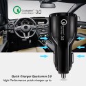ŁADOWARKA SAMOCHODOWA MACLEAN, QUALCOMM QUICK CHARGE, QC 3.0 - 5V/3A, 9V/1.8A, 12V/1.6A, GNIAZDO 5V/3.1A, CZARNA, MCE478 B