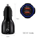 ŁADOWARKA SAMOCHODOWA MACLEAN, QUALCOMM QUICK CHARGE, QC 3.0 - 5V/3A, 9V/1.8A, 12V/1.6A, GNIAZDO 5V/3.1A, CZARNA, MCE478 B
