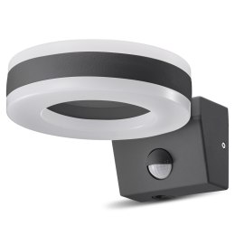 LAM PA LED MACLEAN, ŚCIENNA, Z CZUJNIKIEM PIR, PC+ALU, 20W, 1700LM, IP65, NEUTRAL WHITE 4000K, SZARA, MCE365
