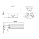 LAM PA LED MACLEAN, ŚCIENNA, Z CZUJNIKIEM PIR, PC+ALU, 20W, 1700LM, IP65, NEUTRAL WHITE 4000K, SZARA, MCE365