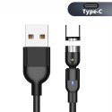 MAGNETYCZNY KABEL MACLEAN, KĄTOWY, WS PIERA FAST CHARGING, USB C 3W1, 9V/2A, 5V/3A, NYLONOWY O PLOT W KOLORZE CZARNYM, 2M, MCE47