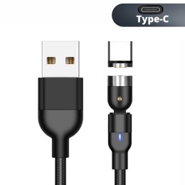 MAGNETYCZNY KABEL MACLEAN, KĄTOWY, WS PIERA FAST CHARGING, USB C 3W1, 9V/2A, 5V/3A, NYLONOWY O PLOT W KOLORZE CZARNYM, 2M, MCE47