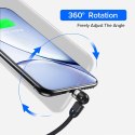 MAGNETYCZNY KABEL MACLEAN, KĄTOWY, WS PIERA FAST CHARGING, USB C 3W1, 9V/2A, 5V/3A, NYLONOWY O PLOT W KOLORZE CZARNYM, 2M, MCE47