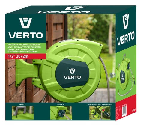 WĄŻ Z AUTOMATYCZNYM ZWIJACZEM 1/2", 20 M +2M WĄŻ Z AUTOMATYCZNYM ZWIJACZEM 1/2", 20 M +2M