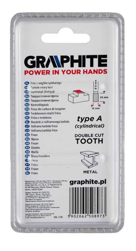 FREZ DO METALU HM, TY P A (WALCOWY), 12 x 25 MM, TRZ PIEŃ 6 x 45 MM FREZ DO METALU HM, TY P A (WALCOWY), 12 x 25 MM, TRZ PIEŃ 6 x 45 MM