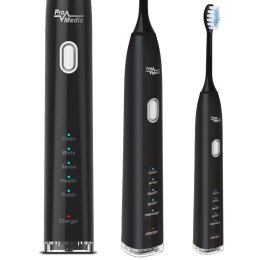 SZCZOTECZKA SONICZNA DO ZĘBÓW PROMEDIx, KOLOR CZARNY,, 5 TRYBÓW, TIMER, WSKAŹNIK  POZIOMU NAŁ. BATERII, 2 KOŃCÓWKI, KABEL USB, P