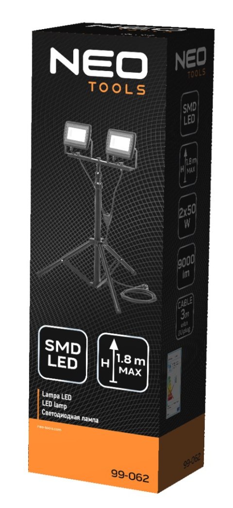 REFLEKTOR PODWÓJNY 2x50W SMD LED 8500LM 230V NA STATYWIE 1.8M REFLEKTOR PODWÓJNY 2x50W SMD LED 8500LM 230V NA STATYWIE 1.8M