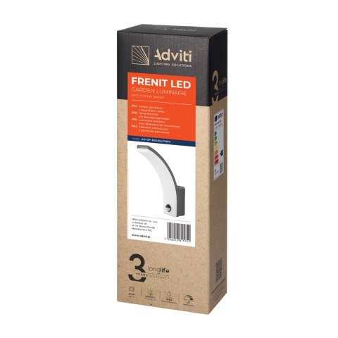 FRENIT LED 20W, O PRAWA OGRODOWA Z CZUJNIKIEM RUCHU, 1800LM, IP65, 4000K, FUNKCJA PRZYCIEMNIENIA, SZARA FRENIT LED 20W, O PRAWA OGRODOWA Z CZUJNIKIEM RUCHU, 1800LM, IP65, 4000K, FUNKCJA PRZYCIEMNIENIA, SZARA