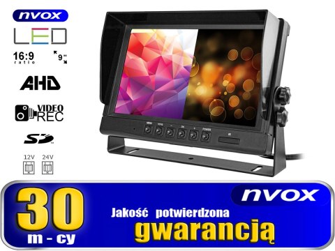 MONITOR SAMOCHODOWY LCD 9CALI AHD 4 PIN Z FUNKCJĄ REJESTRATORA 12V 24V MONITOR SAMOCHODOWY LCD 9CALI AHD 4 PIN Z FUNKCJĄ REJESTRATORA 12V 24V