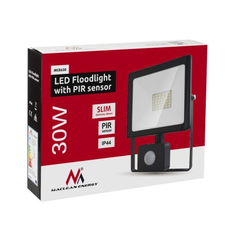 NAŚWIETLACZ LED Z CZUJNIKIEM RUCHU MACLEAN, SLIM 30W, 2400LM, BARWA NEUTRALNA BIAŁA (4000K), IP44, MCE630 NW PIR NAŚWIETLACZ LED Z CZUJNIKIEM RUCHU MACLEAN, SLIM 30W, 2400LM, BARWA NEUTRALNA BIAŁA (4000K), IP44, MCE630 NW PIR