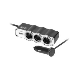 ROZDZIELACZ GNIAZDA ZA PALNICZKI SAMOCHODOWEJ x3 Z KABLEM I USB