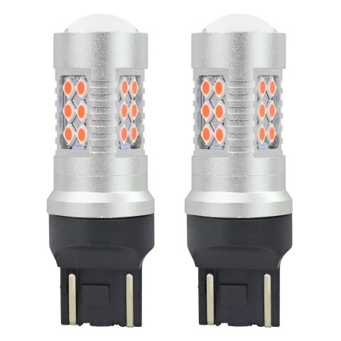 ŻARÓWKI LED CANBUS 24SMD T20 WR21/5W RED CZERWONE 12V 24V AMIO-02581