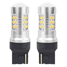 ŻARÓWKI LED CANBUS 3030 24SMD T20 WY21W  POMARAŃCZOWA AMBER 12V 24V AMIO-02393