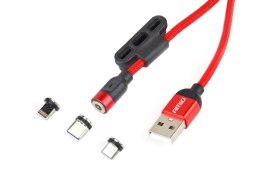 KABEL USB MAGNETYCZNY 3W1 NA LIGHTNING USB-C MICRO USB 1 M UC-8 AMIO-02522