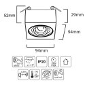 LAM PA, OCZKO, O PRAWA SUFITOWA MACLEAN, DLA ŹRÓDEŁ ŚWIATŁA MR16/GU10, KOLOR BIAŁY, 94x94x32MM, KWADRATOWA, ALU, MCE464 W
