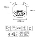 O PRAWA  PODTYNKOWA, TUBA LED MACLEAN, OCZKO, SPOT, DLA ŹRÓDEŁ ŚWIATŁA MR16/GU10, KOLOR CZARNY, 94x32MM, OKRĄGŁA, ALU, MCE462 B
