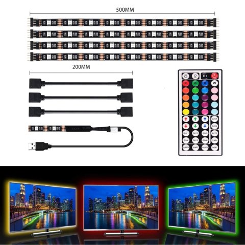 ZD4D PODŚWIETLENIE TV LED RGB 4x50CM ZD4D PODŚWIETLENIE TV LED RGB 4x50CM