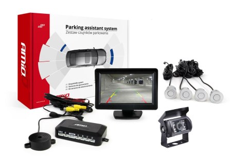 ZESTAW CZUJNIKÓW PARKOWANIA TFT01 4,3" Z KAMERĄ HD-501-IR 4 SENSORY SREBRNE ZESTAW CZUJNIKÓW PARKOWANIA TFT01 4,3" Z KAMERĄ HD-501-IR 4 SENSORY SREBRNE