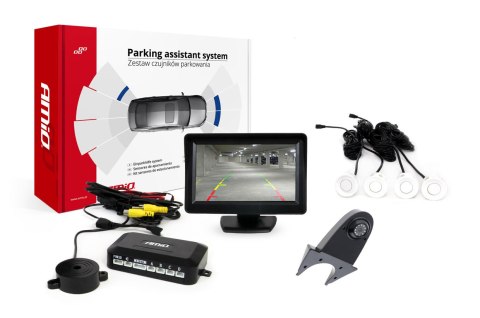ZESTAW CZUJNIKÓW PARKOWANIA TFT01 4,3" Z KAMERĄ HD-502-IR 4 SENSORY BIAŁE ZESTAW CZUJNIKÓW PARKOWANIA TFT01 4,3" Z KAMERĄ HD-502-IR 4 SENSORY BIAŁE