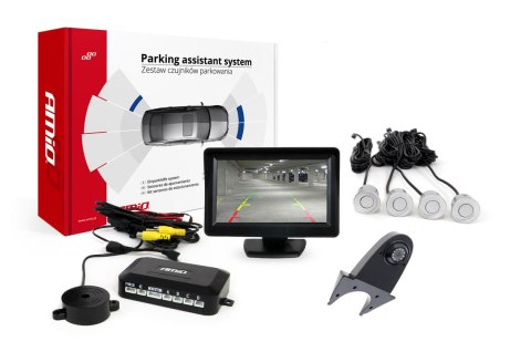 ZESTAW CZUJNIKÓW PARKOWANIA TFT01 4,3" Z KAMERĄ HD-502-IR 4 SENSORY SREBRNE ZESTAW CZUJNIKÓW PARKOWANIA TFT01 4,3" Z KAMERĄ HD-502-IR 4 SENSORY SREBRNE