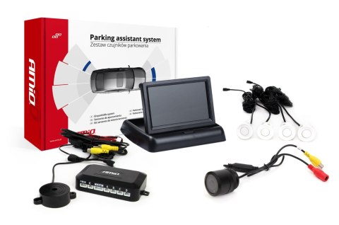 ZESTAW CZUJNIKÓW PARKOWANIA TFT02 4,3" Z KAMERĄ HD-301-IR 4 SENSORY BIAŁE ZESTAW CZUJNIKÓW PARKOWANIA TFT02 4,3" Z KAMERĄ HD-301-IR 4 SENSORY BIAŁE