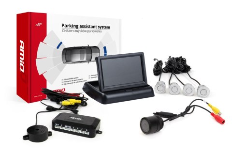 ZESTAW CZUJNIKÓW PARKOWANIA TFT02 4,3" Z KAMERĄ HD-301-IR 4 SENSORY SREBRNE ZESTAW CZUJNIKÓW PARKOWANIA TFT02 4,3" Z KAMERĄ HD-301-IR 4 SENSORY SREBRNE