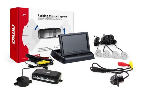 ZESTAW CZUJNIKÓW PARKOWANIA TFT02 4,3" Z KAMERĄ HD-305-LED 4 SENSORY SREBRNE ZESTAW CZUJNIKÓW PARKOWANIA TFT02 4,3" Z KAMERĄ HD-305-LED 4 SENSORY SREBRNE