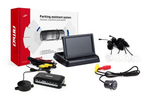 ZESTAW CZUJNIKÓW PARKOWANIA TFT02 4,3" Z KAMERĄ HD-307-IR 4 SENSORY BIAŁE ZESTAW CZUJNIKÓW PARKOWANIA TFT02 4,3" Z KAMERĄ HD-307-IR 4 SENSORY BIAŁE