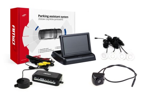 ZESTAW CZUJNIKÓW PARKOWANIA TFT02 4,3" Z KAMERĄ HD-310 4 SENSORY BIAŁE ZESTAW CZUJNIKÓW PARKOWANIA TFT02 4,3" Z KAMERĄ HD-310 4 SENSORY BIAŁE