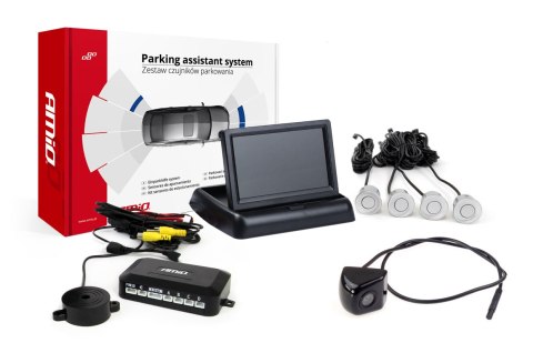 ZESTAW CZUJNIKÓW PARKOWANIA TFT02 4,3" Z KAMERĄ HD-310 4 SENSORY SREBRNE ZESTAW CZUJNIKÓW PARKOWANIA TFT02 4,3" Z KAMERĄ HD-310 4 SENSORY SREBRNE