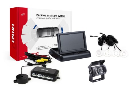 ZESTAW CZUJNIKÓW PARKOWANIA TFT02 4,3" Z KAMERĄ HD-501-IR 4 SENSORY BIAŁE ZESTAW CZUJNIKÓW PARKOWANIA TFT02 4,3" Z KAMERĄ HD-501-IR 4 SENSORY BIAŁE