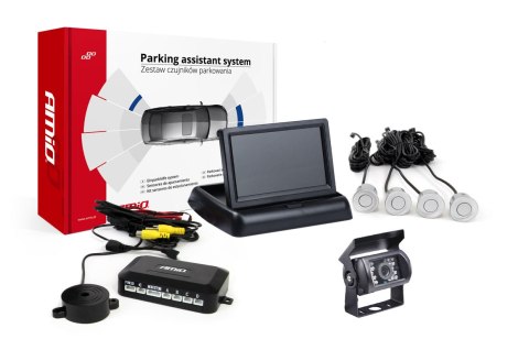 ZESTAW CZUJNIKÓW PARKOWANIA TFT02 4,3" Z KAMERĄ HD-501-IR 4 SENSORY SREBRNE ZESTAW CZUJNIKÓW PARKOWANIA TFT02 4,3" Z KAMERĄ HD-501-IR 4 SENSORY SREBRNE