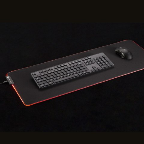 GAMINGOWA PODKŁADKA POD MYSZ KLAWIATURĘ Z PODŚWIETLENIEM LED RGB NANORS, 800x300x4MM, RS705 GAMINGOWA PODKŁADKA POD MYSZ KLAWIATURĘ Z PODŚWIETLENIEM LED RGB NANORS, 800x300x4MM, RS705