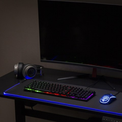 GAMINGOWA PODKŁADKA POD MYSZ KLAWIATURĘ Z PODŚWIETLENIEM LED RGB NANORS, 800x300x4MM, RS705 GAMINGOWA PODKŁADKA POD MYSZ KLAWIATURĘ Z PODŚWIETLENIEM LED RGB NANORS, 800x300x4MM, RS705