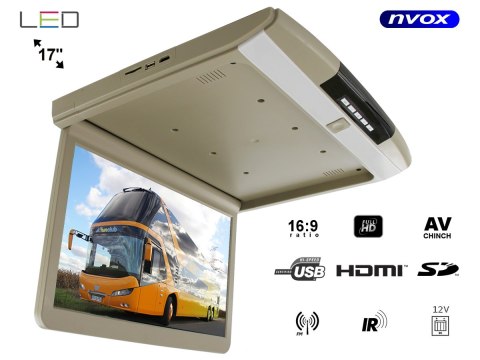 MONITOR  PODWIESZANY  PODSUFITOWY LED 17CALI HDMI USB SD IR FM FULL HD