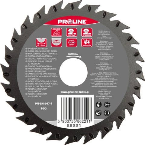 TARCZA PŁASKA PIŁA Z TARNIKIEM GRUBE ZĘBY 115MM PROLINE TARCZA PŁASKA PIŁA Z TARNIKIEM GRUBE ZĘBY 115MM PROLINE