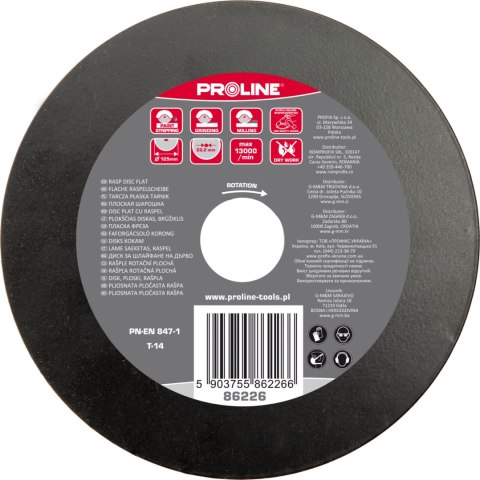 TARCZA PŁASKA TARNIK ŚREDNIE ZĘBY TY P A 125MM PROLINE TARCZA PŁASKA TARNIK ŚREDNIE ZĘBY TY P A 125MM PROLINE